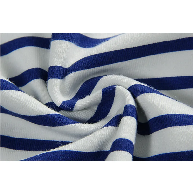 Летнее платье для маленьких девочек темно-синее в полоску двойные карманы