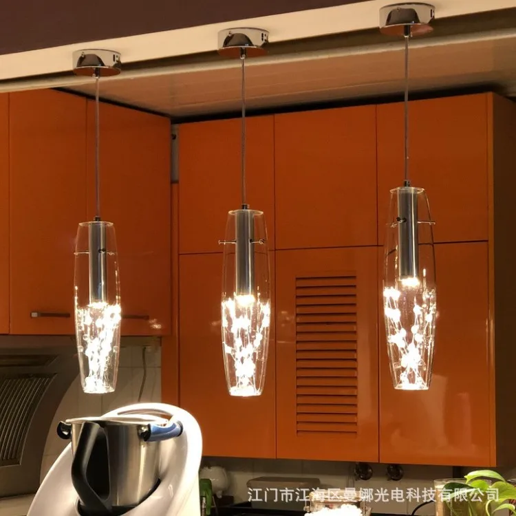 

Modern minimalist led restaurant light 3 dining room crystal chandelier glass single head creative decorative chandelier