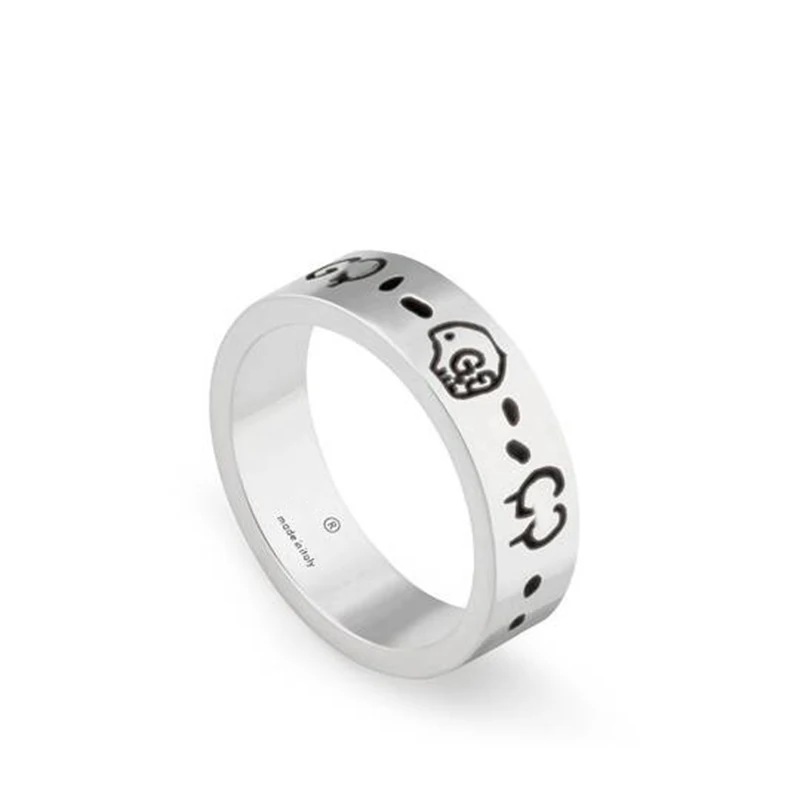 

International brand sterling silver S925 ladies men's charm classic popular letter skull ring jewelry couple gifts