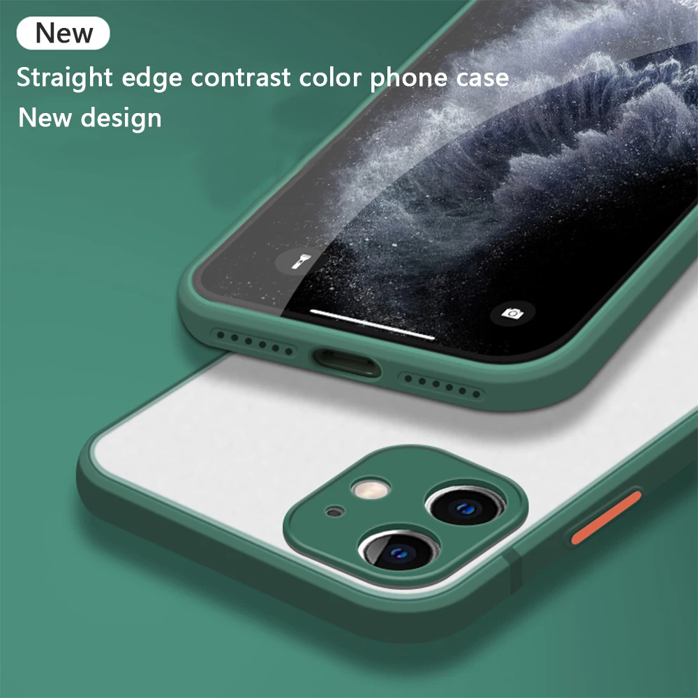 Новый квадратный ударопрочный чехол для iPhone 12 11 Pro Max SE 2020 Роскошный Матовый