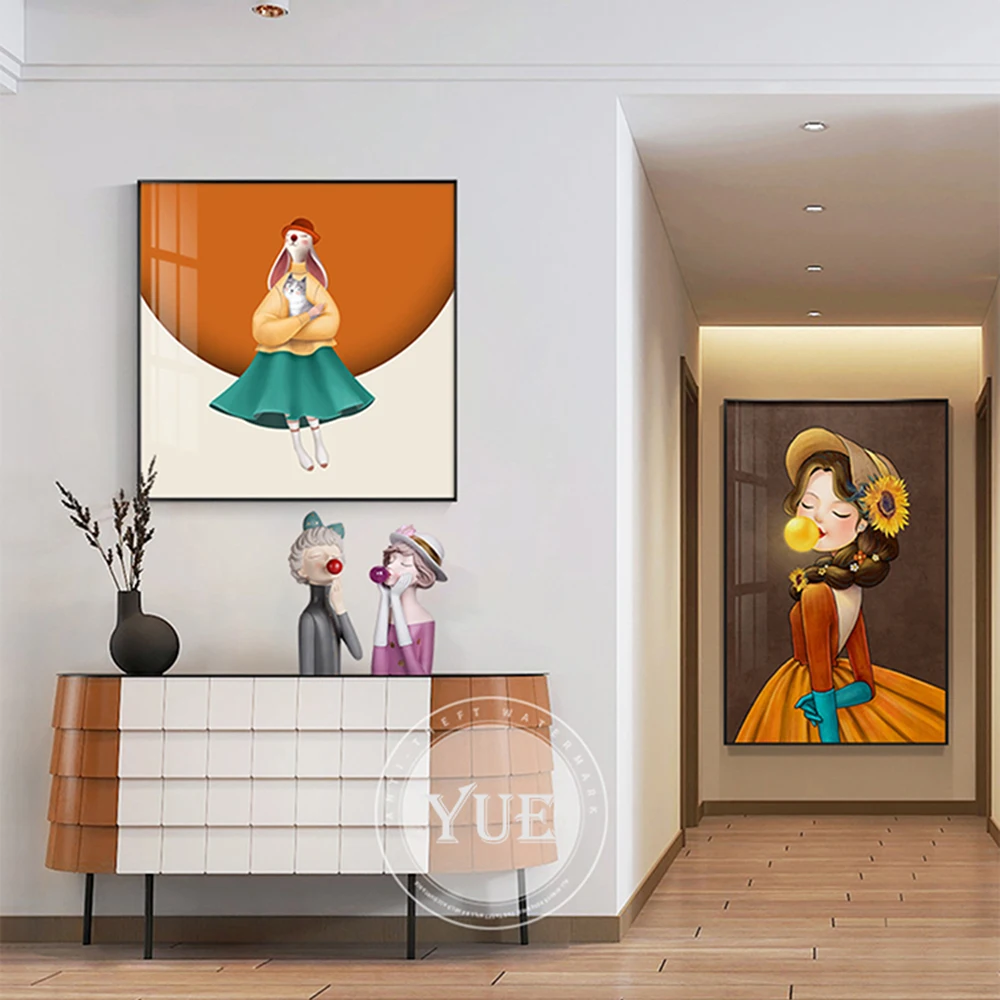 

Light Luxury Character Canvas Painting Nordic Style Girl Decorative Poster Modern Living Room Dining Room Wall Art Picture