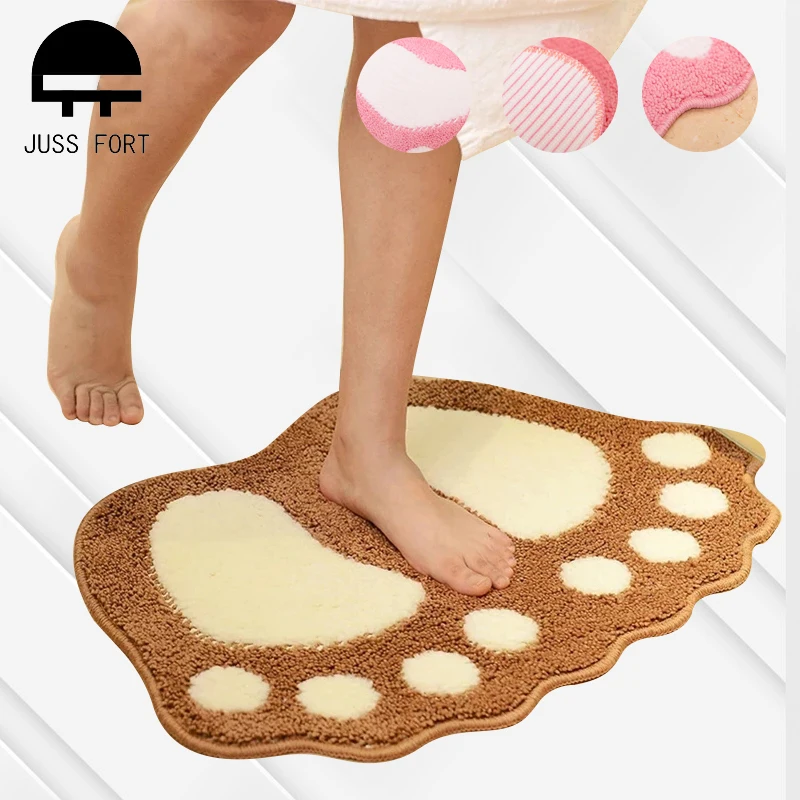 Big Feet Shape Cute Entrance Doormat Flocking Bath Mat Non-slip Rugs Bathroom Floor Super Soft Fiber Carpet Home Decoration | Дом и сад