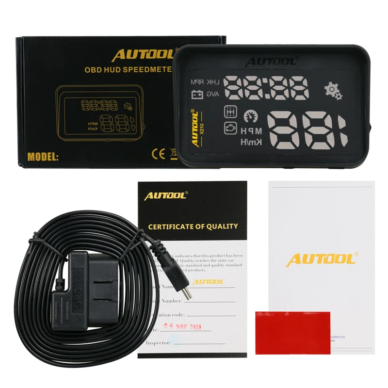 AUTOOL X210 Авто HUD Автомобильный дисплей цифровой скорости лобового стекла проектор