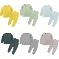 0 8y baby home clothing sets for girl boy solid brushed long sleeve toppants thermal underwear set spring new warm kids clothes