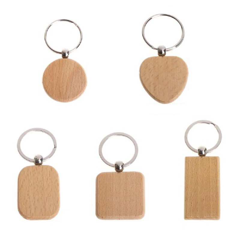 

40Pcs Blank Wooden Wooden Keychain Diy Wooden Keychain Key Tag Anti-Lost Wood Accessories Gift (Mixed)