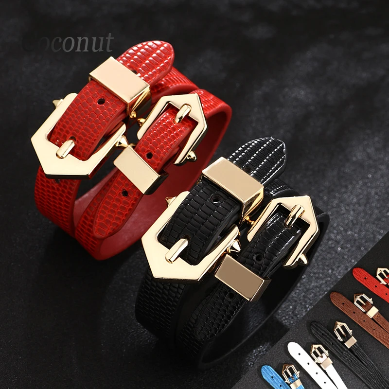 

Snake Print Double-layer Leather Warp Charm Bracelet For Women Men Punk PU Leather Bracelet Bangles Wristlet Adjustable Jewelry