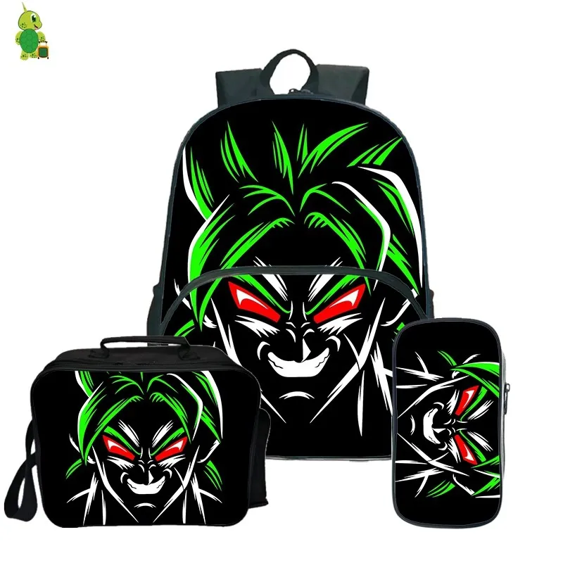 17 Dragon Ball Z Broly рюкзак Карандаш Чехол школьные сумки для подростков, для мальчиков и девочек, обед рюкзак 3 шт./компл. Детский рюкзак для путешествий - Цвет: 17