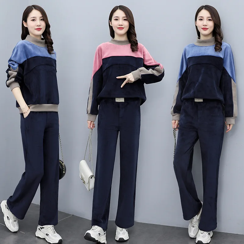 

Winter Thick Velvet Women Sportswear Tracksuit Warm Coat Sweater+pant Running Jogger Fitness Gym Workout Casual Set Sport Suit