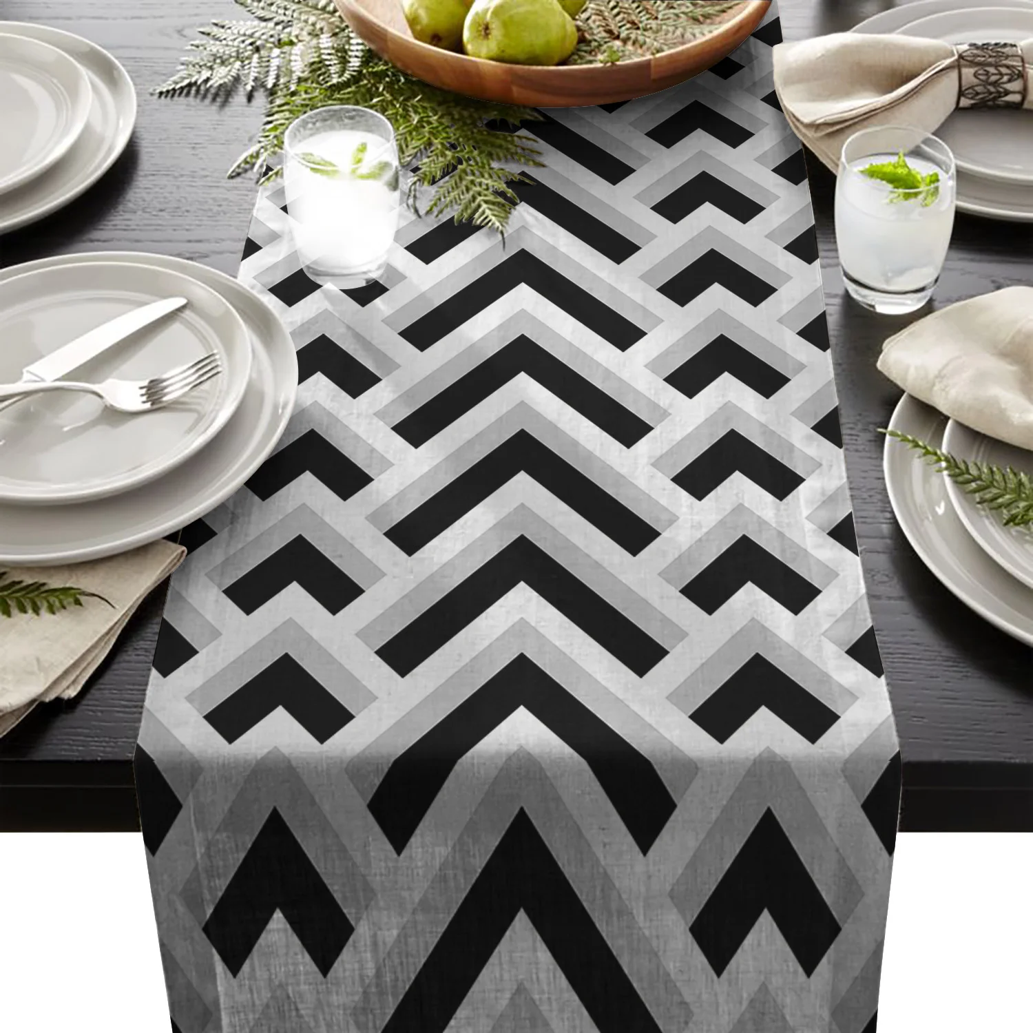 

Geomety Blue Grey And Black Table Runners For Wedding Holiday Event Party Decoration Tablecloth Modern Table Runner Home Decor