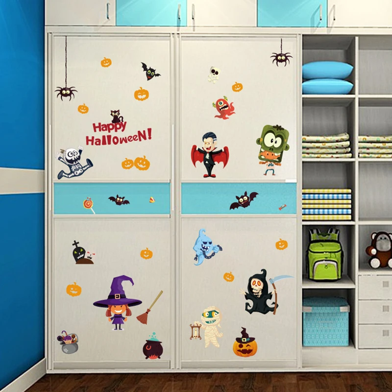 Наклейки на Хэллоуин 2021 Кровавые руки тыква мрачный жнец украшение для дома