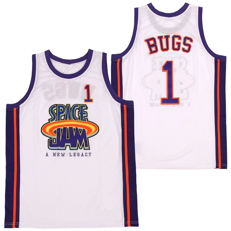 

BG SPACE JAM 1 BUGS Jerseys Basketball Jersey Embroidery Sewing Outdoor Sportswear Hip-hop Culture Movie 2022 summer White