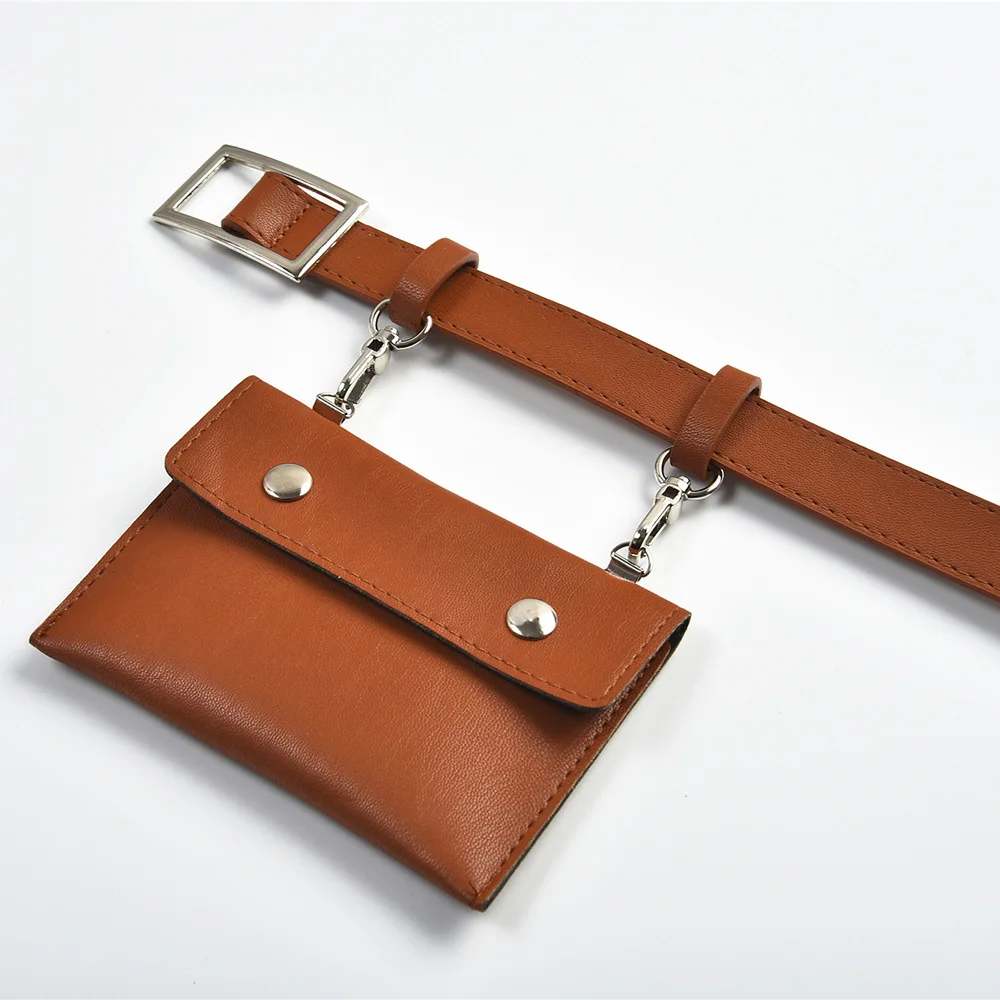 Новинка длинная юбка брюки Дамская Талия искусственная кожа пояс кошелек