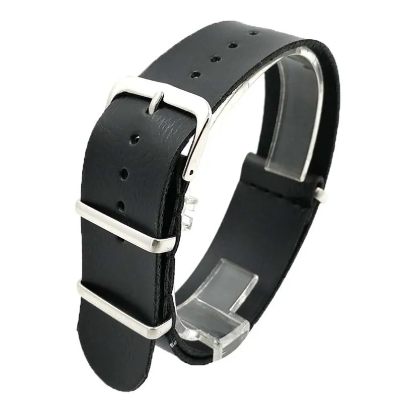 High Quality Leather ZULU Strap Strap NATO Imitation Leather Strap 18mm 20mm 22mm 24mm Watch Adjustment Replacement Accessories