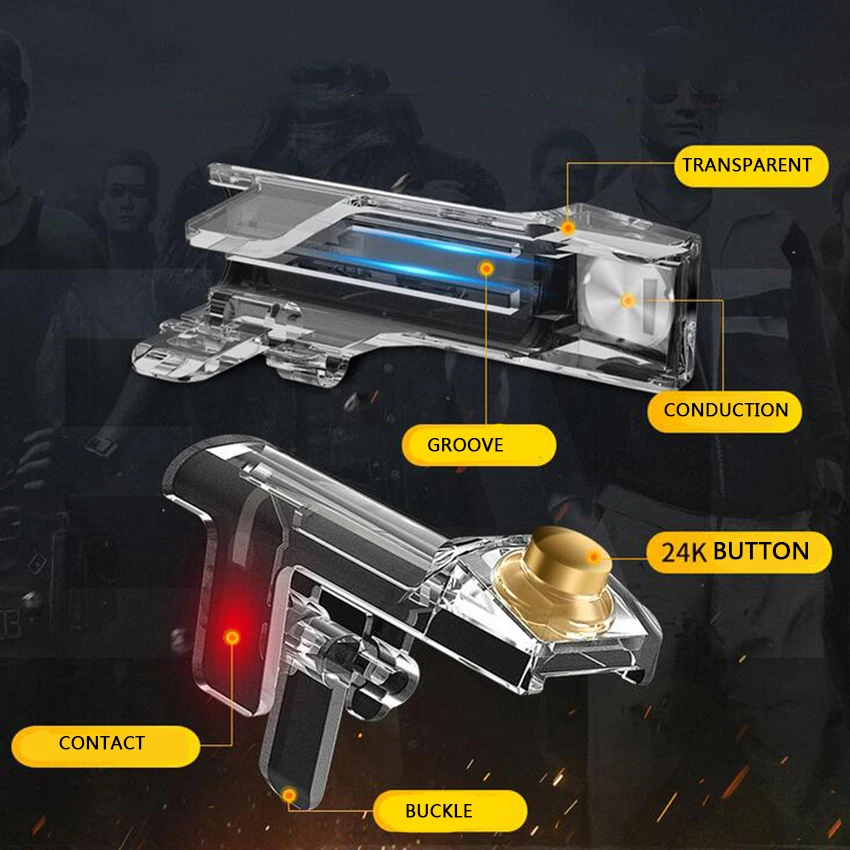 Прозрачный игровой контроллер для сотового телефона R1L1 с чувствительной съемкой