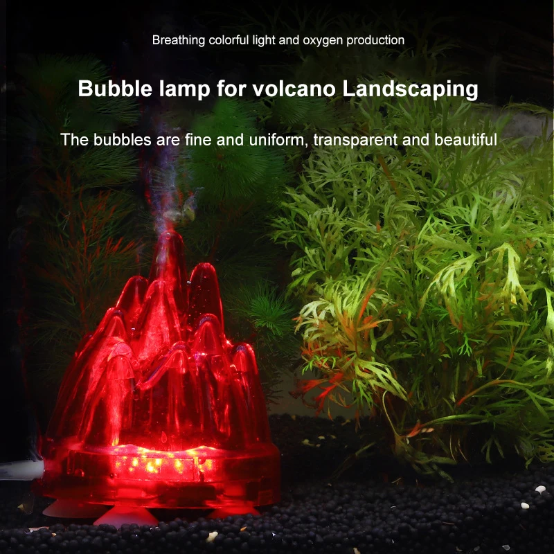 

LED Underwater Volcano Bubble Lamp Colorful Aquarium Light Night Lamp Pump Air Curtain Bubble Disk Fish Tank Oxygen Accessories