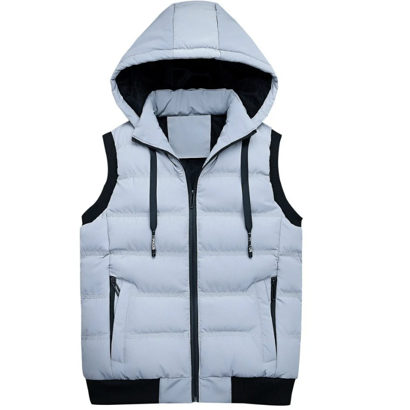 Мужская осенне зимняя модная жилетка с капюшоном хлопковая куртка свободная