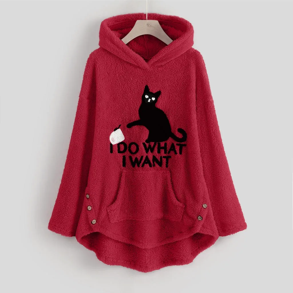 Худи с кошачьими ушами большого размера Женская толстовка капюшоном в стиле