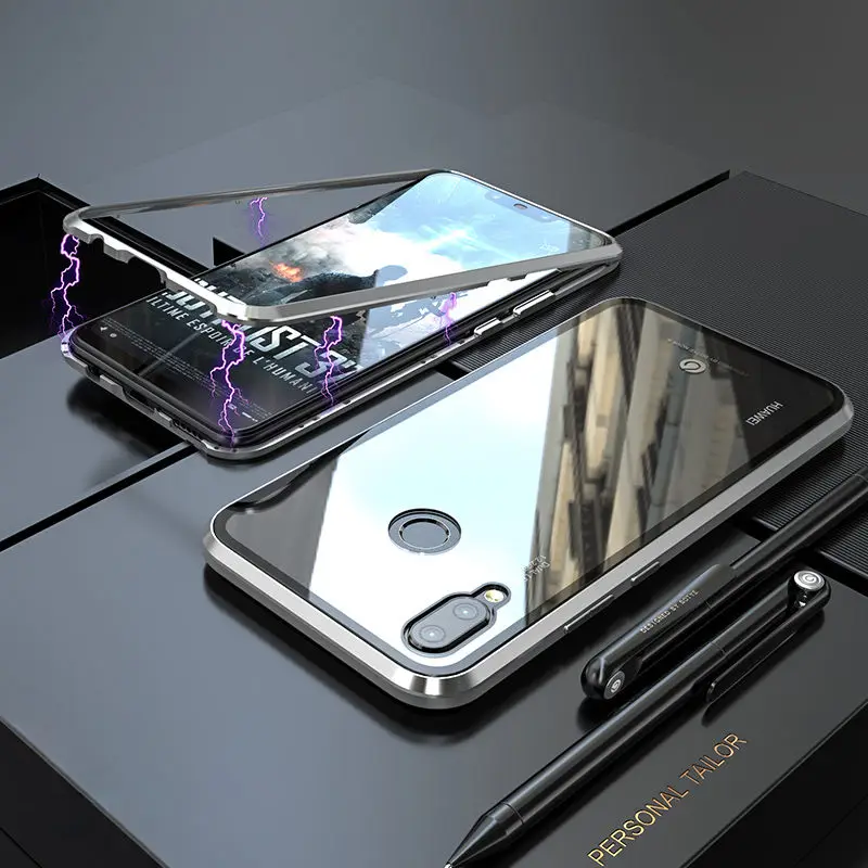 Full Silver Роскошный Магнитный чехол для huawei P20 Pro Чехол P20Lite Nova3 Nova3i телефон магниты стеклянная крышка huawei P20 Lite чехол P20Pro P 20 - Цвет: Full Silver