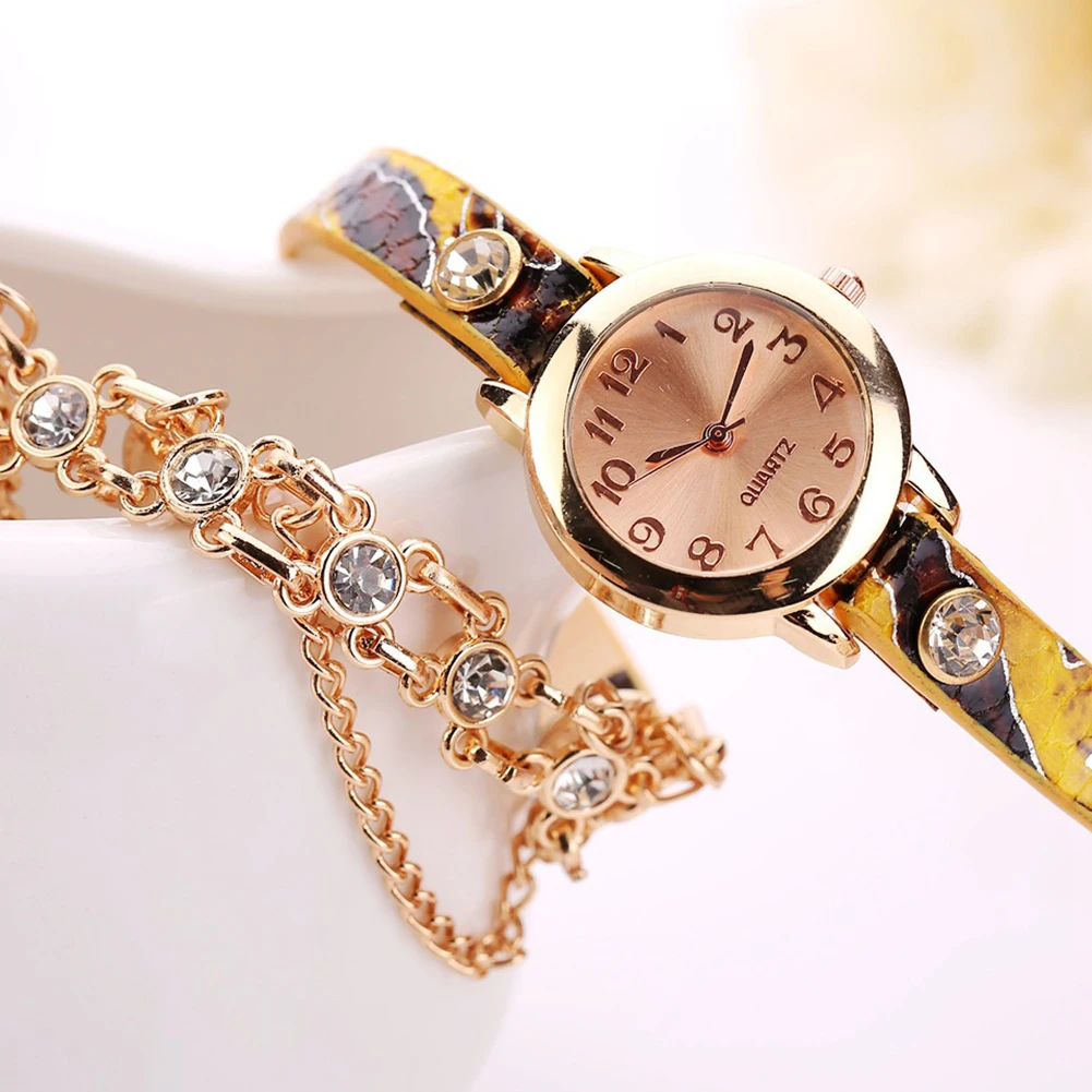 

Bracelet Wristwatch Women Multilayer Rhinestone Rivet Round Dial Analog Quartz Chain Bracelet Watch reloj mujer relogio feminino