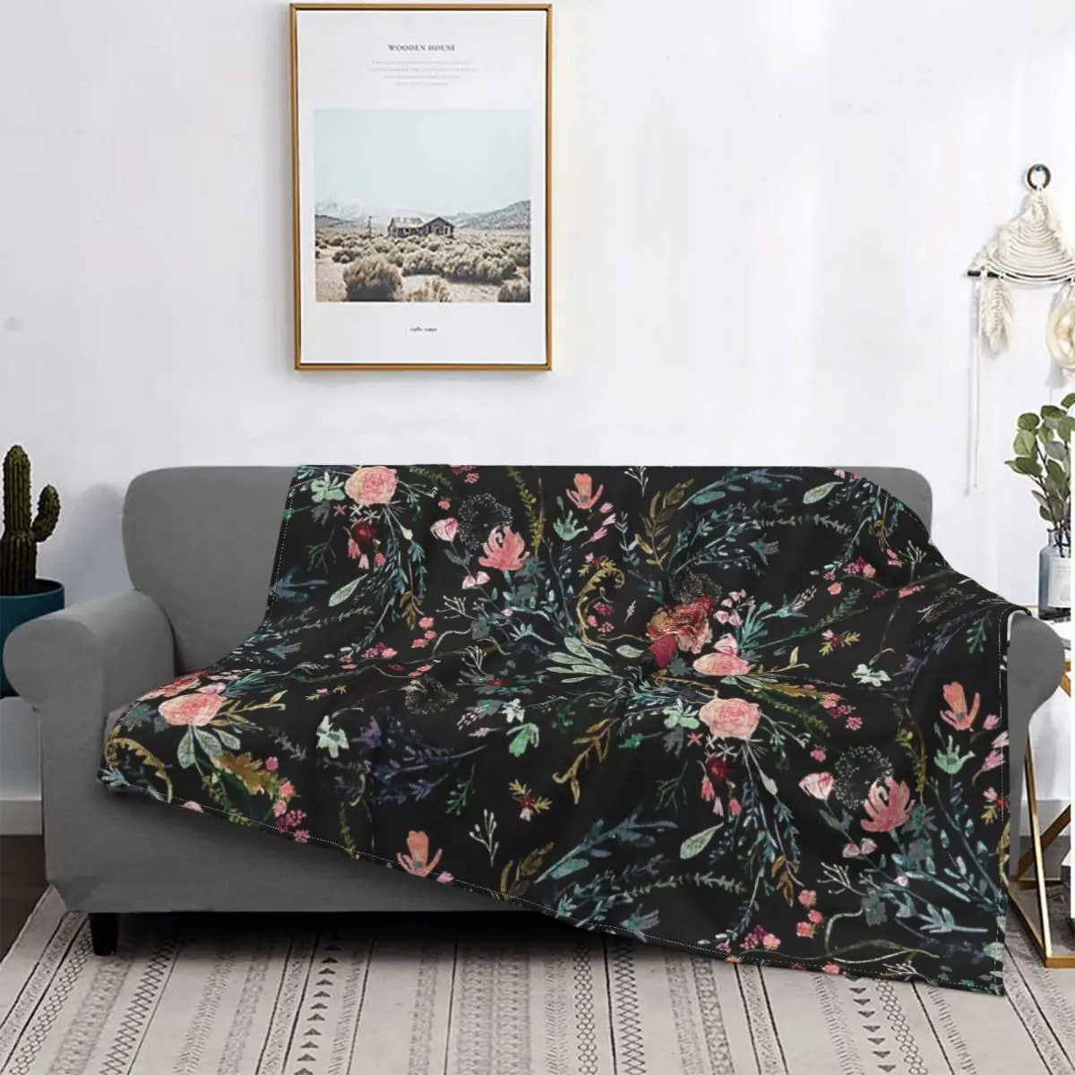 

Midnight Floral 1 Blanket Bedspread Bed Plaid Sofa Bed Blanket Thermal Blanket Bedspreads For Bed