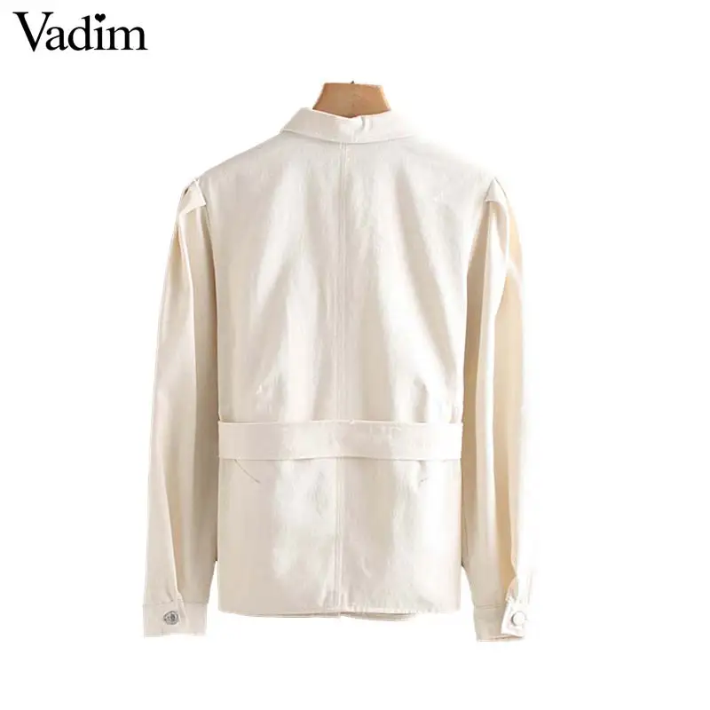 Vadim women stylish beige jacket belt design single breasted long sleeve coat female casual outwear tops mujer CA567 | Женская одежда