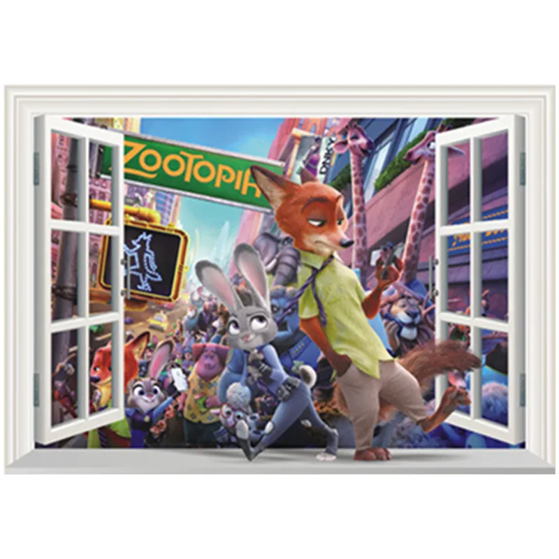 Милые аниме животные 3d сломанные стены виниловые настенные наклейки детская