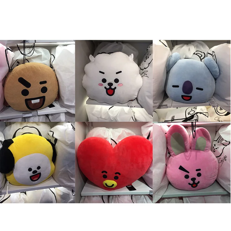 

Hot Korean Kpop Bangtan Boys Cartoon Smile Face Cushion Pillow Cotton Plush Soft Toys Kids Gift Cute Expression Design 30CM