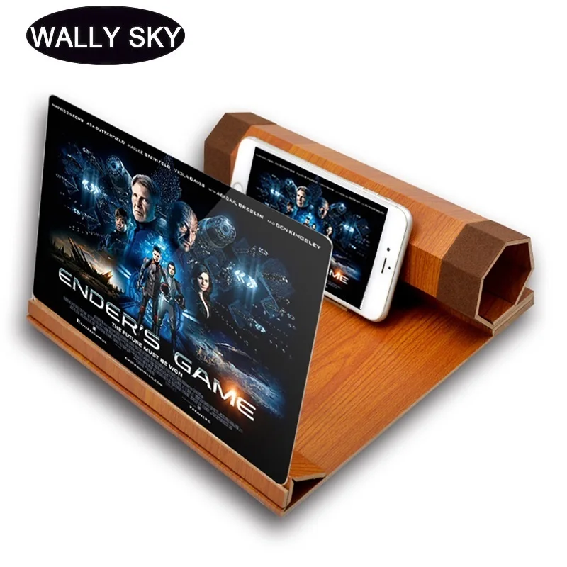 

12 Inch HD Mobile Phone Screen Magnifier Portable Desktop Folding Enlarged Screen Magnifying Glass Wooden Eyes Protection Holder