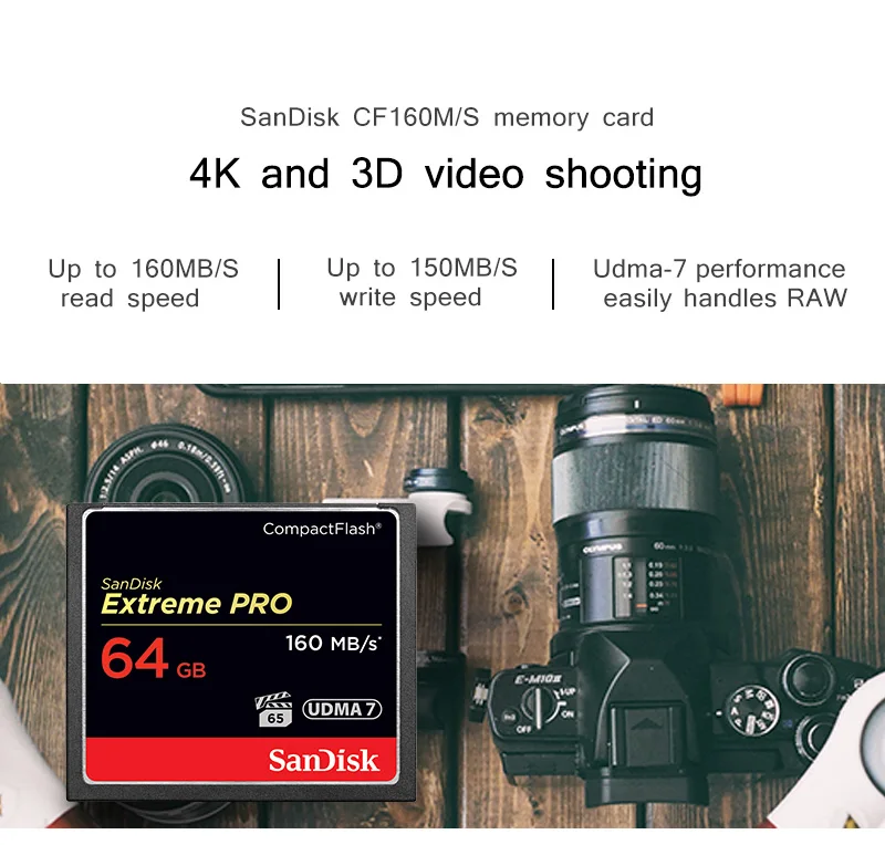 Оригинальная SanDisk Extreme PRO CompactFlash CF карта 128 Гб 64 ГБ 32 ГБ высокоскоростная Компактная флеш-карта для DSLR и HD видеокамеры