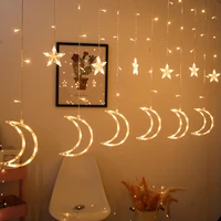 creative led moon star curtain string lights ramadan decoration garland fairy lights for wedding party home christmas decoration
