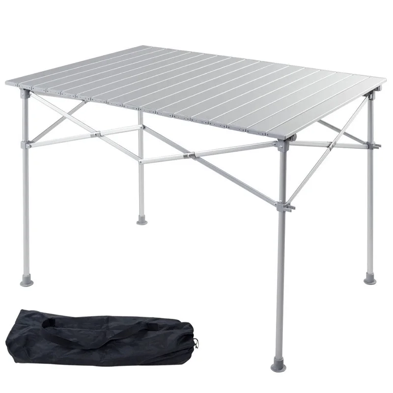 

High Quality Sturdy Aluminum Lightweight Folding Picnic Camping Table Smooth Roll-up Composite Top Outdoor Table HW56395