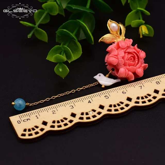 style 3 XlentAg, 925 пробы, серебряные, розовые, коралловые Висячие серьги, белый жемчуг, Розовый натуральный камень, раковина, цветок, висячие серьги, ювелирное изделие GE0024 - Цвет камня: style 3