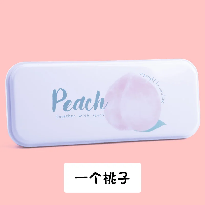 Me'tal pencil case double layer High capacity box sweet peach pattern girls new school stationery | Канцтовары для офиса и