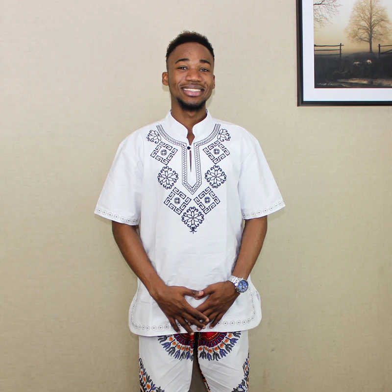 Рубашка Dashiki мужская с коротким рукавом повседневная сорочка в африканском стиле