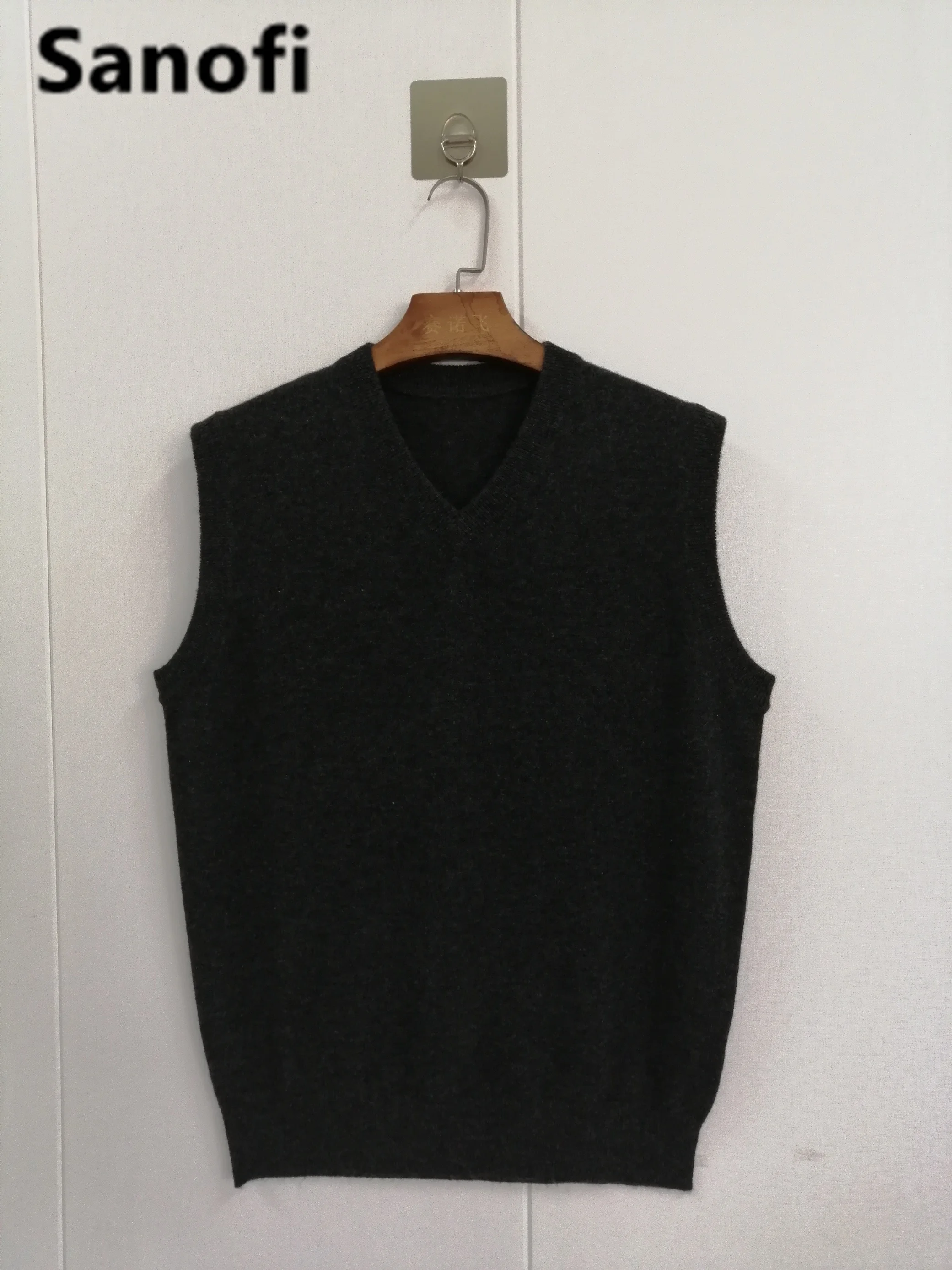 

Мужской высококачественный Трикотажный жилет Sanofi 2022 из кашемира, деловой классический свитер с V-образным вырезом, 100%