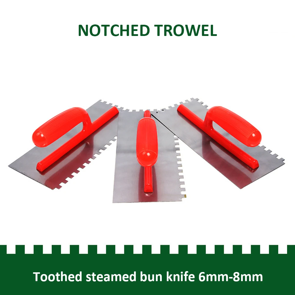 

Plastering Scraper Tool 8mm Square Tooth Stainless Steel Soft Grip Adhesive Smoothing Plastering Trowel For Plasterer Tool