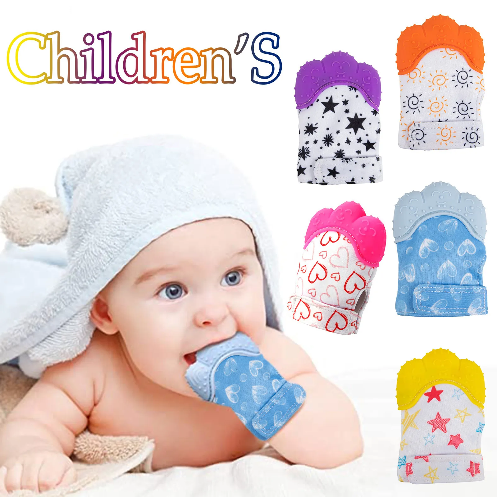

Safe And Harmless Baby Silicone Mitts Teething Mitten Kawaii Cartoon Shaped Glove Soft Teether Soft Cute Baby Molar Toy