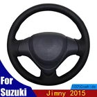 Рука сшитый чехол рулевого колеса автомобиля нескользящая подошва-стойкая черная обувь из натуральной кожи для Suzuki Jimny 2015