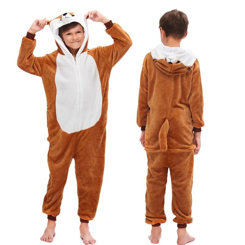 MaoYou 20 NEW kids kigurumi animal dinosaur unicorn pajamas set winter hooded soft Stitch Christmas sleepwear kids girls boys jumpsuit - Цвет: MaoYou