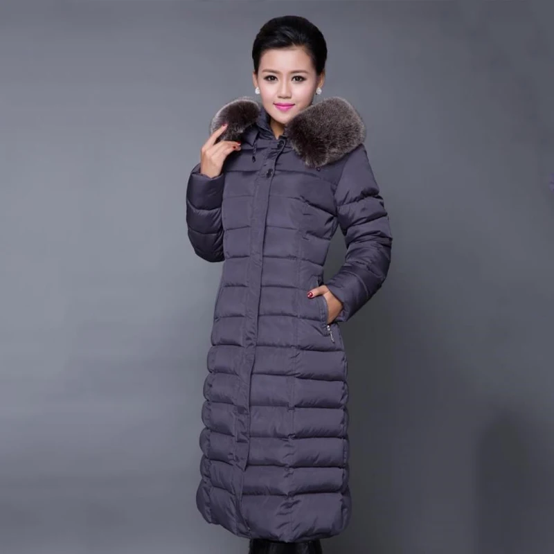 Большой Размер 4XL 5XL женская зимняя длинная куртка с капюшоном Женская парка с меховым воротником хлопковые пуховики женские тонкие большие размеры