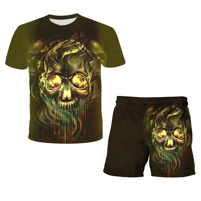 

Boy T-shirt 3D Cartoon Skull Boy Girl Hip Hop Costume Kids Cool Suit Skull Designer Print Kids Best Gift 4T-14T Casual Fashion