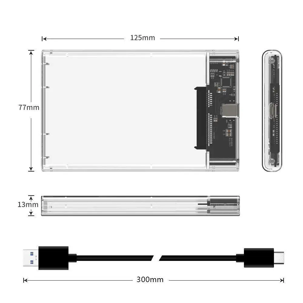 USB3.1 прозрачный чехол Gen2 2 5 ''жесткий диск SSD коробка Гбит/с Корпус жесткого
