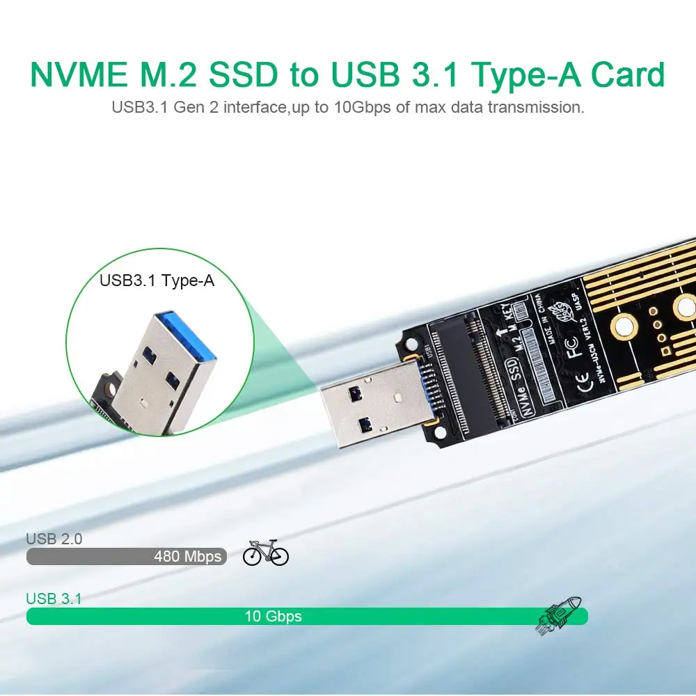 Адаптер M.2 NVME USB 3 1 M-Key NGFF для USB-кардридера Gen 2 мостовой чип с 10 Гбит/с 2242/2260/2280 |