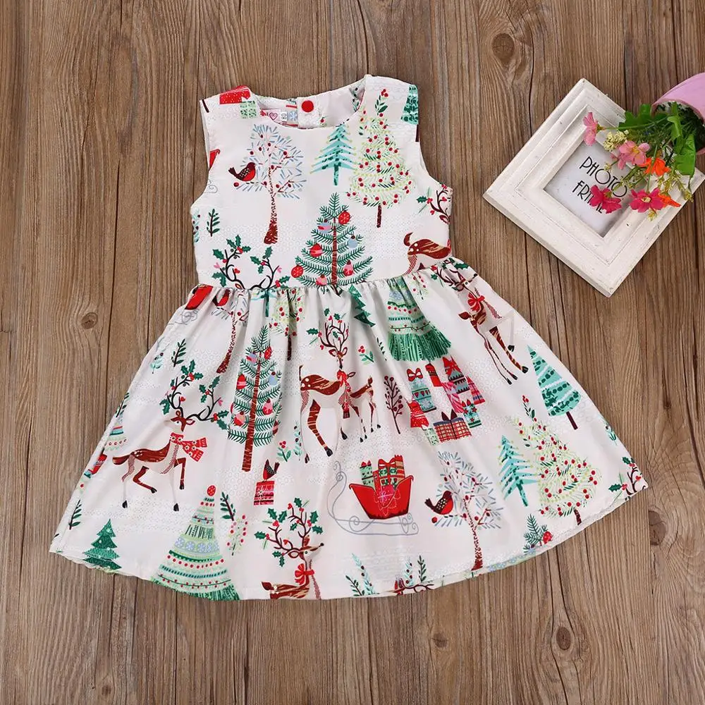Рождественское платье для девочек Vestidos зимнее без рукавов с рисунком vestido infantil