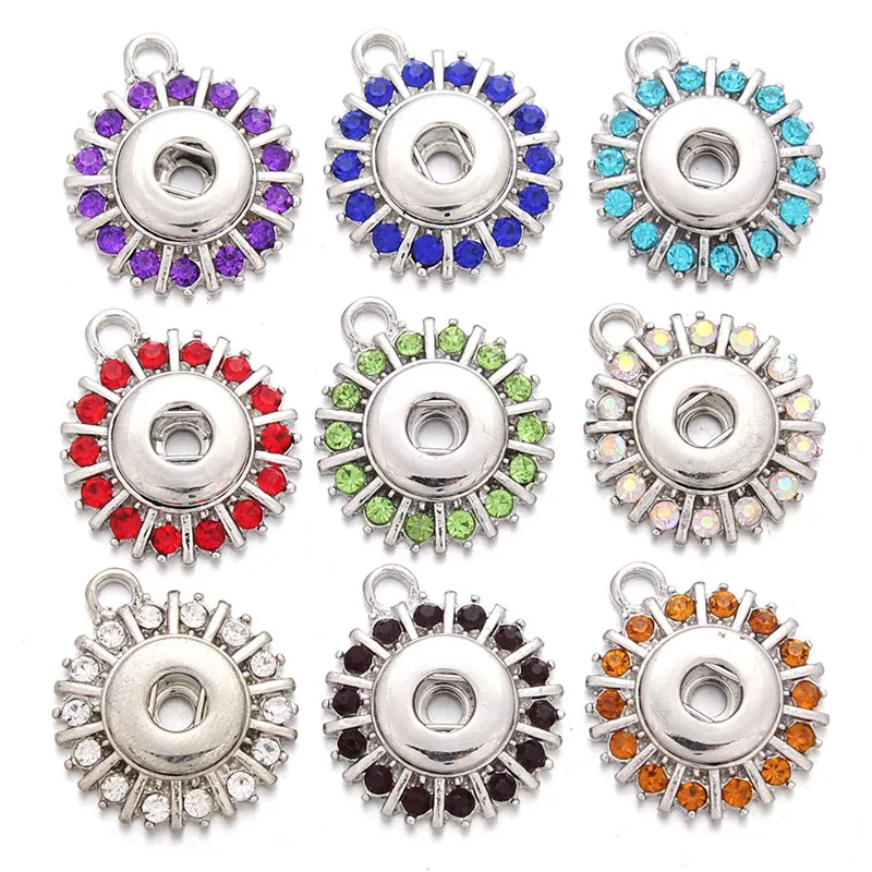 

10pcs/lot Snap Jewelry Findings Accessories Crystal 12mm Snap Buttons For Handmade Pendant Necklace Women DIY Jewelry ZM028
