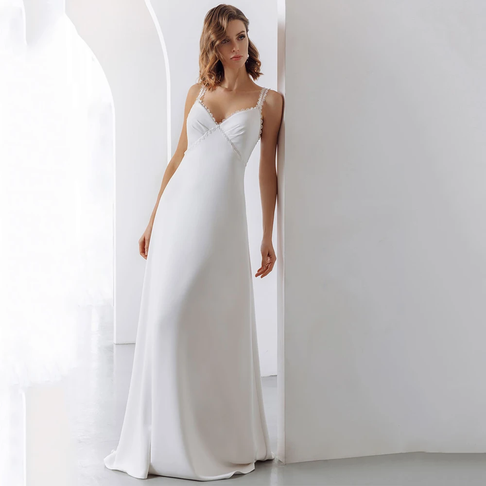 

Sweetheart Neck Stain Evening Dress 2021 Lace Hem Criss Gross Floor Length Brush Train Hollow Backless Sleeveless Robe de soire