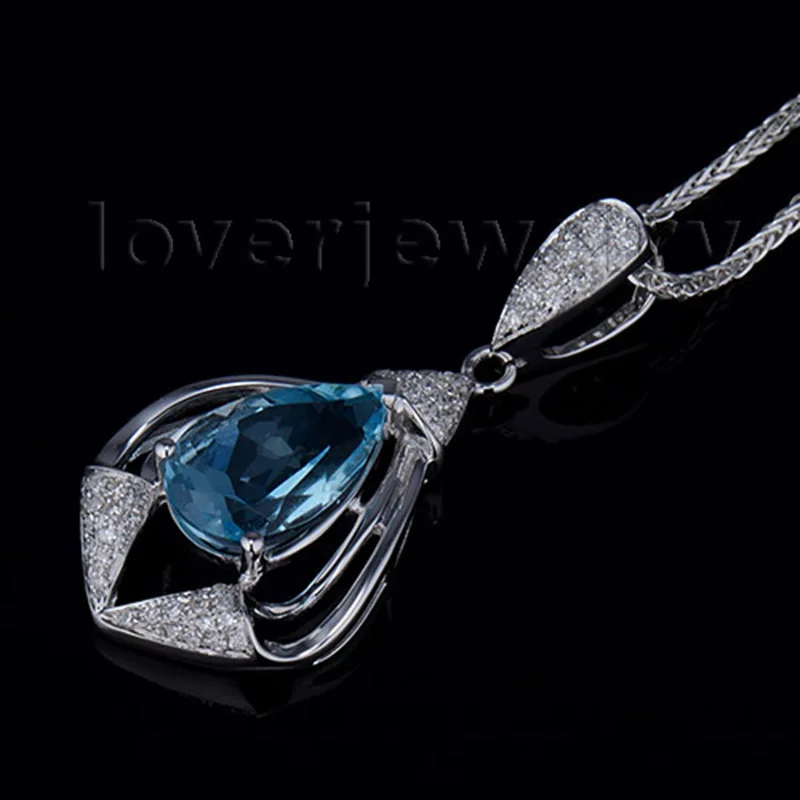 Женский кулон с топазом LOVERJEWELRY однотонный из белого золота 18 карат натуральным