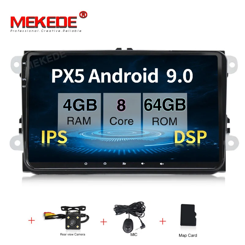 64G add camera MEKEDE 2 Din 9 дюймов Автомобильный DVD плеер для VW Volkswagen Passat Polo GOLF для Skoda Seat Leon gps-навигация FM RDS Карты радио 1080 P USB - Цвет: 64G add camera