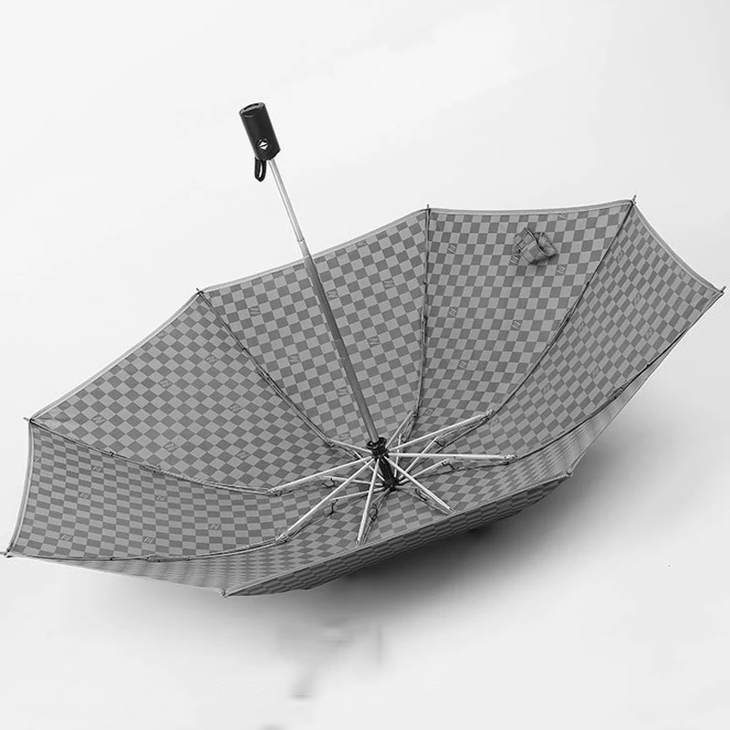 

Striped or Checkered Folding Fully Automatic Open and Close Car Umbrella Sunscreen/rain Shelter Multi-function Car Supplies