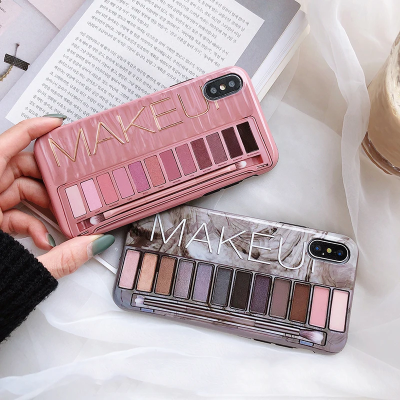 

Makeup Eyeshadow Palette Glossy Phone Case Protection Back Cover Soft Silicone for Iphone 11 11pro XS Max XR X XS 6 6s 7 8 Plus